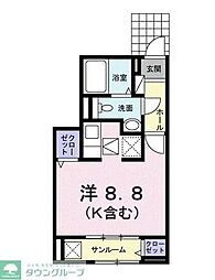 アライブ国立 ワンルームの間取図画像