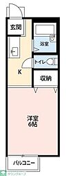 オークヴィラ 1Kの間取図画像