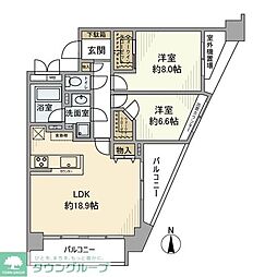 国立デュープレックス2 2LDKの間取図画像