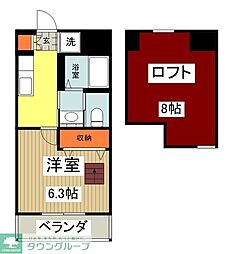 ブランドール冨士 1Kの間取図画像