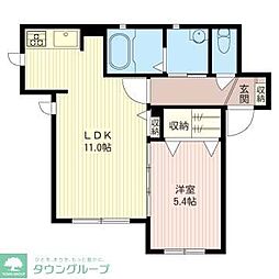 メゾン・ド・フルール 1LDKの間取図画像