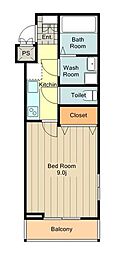 シャトーライフ立川1 1Kの間取図画像
