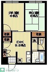 リエス国分寺恋ヶ窪 2DKの間取図画像