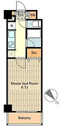 AZEST立川 1Kの間取図画像