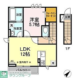 カーサ・フェリーチェ立川 1LDKの間取図画像