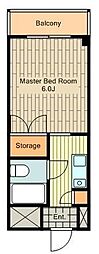 白樺マンション 1Kの間取図画像