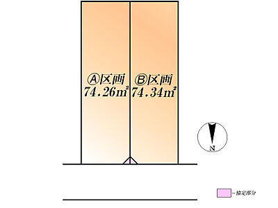 区画図： 全体区画図（当該Ａ区画）土地価格5214万円、土地面積74.26m2