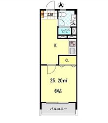 都営新宿線 曙橋駅 徒歩5分の賃貸マンション 6階1Kの間取り