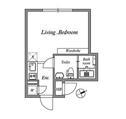 都営大江戸線 飯田橋駅 徒歩14分の賃貸マンション 2階ワンルームの間取り