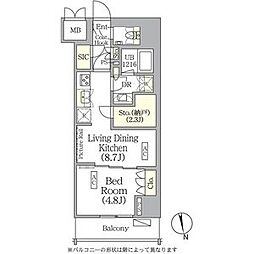東京メトロ有楽町線 江戸川橋駅 徒歩8分の賃貸マンション 10階1LDKの間取り
