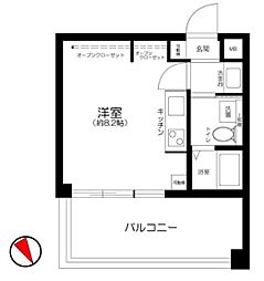 東京メトロ有楽町線 江戸川橋駅 徒歩6分の賃貸マンション 4階ワンルームの間取り