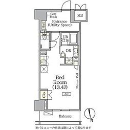 東京メトロ有楽町線 江戸川橋駅 徒歩8分の賃貸マンション 4階ワンルームの間取り