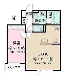 都営大江戸線 牛込柳町駅 徒歩5分の賃貸アパート 1階1LDKの間取り