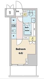 プラウドフラット神楽坂 6階1Kの間取り