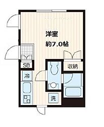 都営大江戸線 本郷三丁目駅 徒歩5分の賃貸マンション 2階ワンルームの間取り