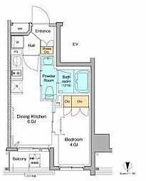 プラウドフラット森下4 1DKの間取図画像