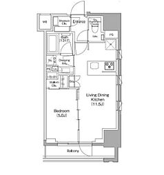 ザ・パークハビオ新御徒町 1LDKの間取図画像