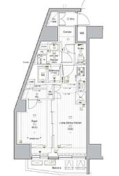 PREMIUMCUBEG後楽園 1LDKの間取図画像