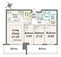 シティタワーズ東京ベイセントラルタワー 3LDKの間取図画像