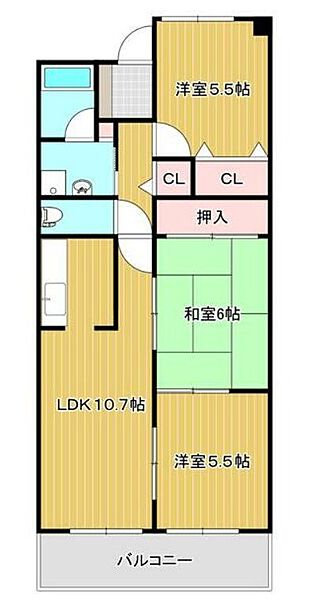 クリスタルハーモニー ｜兵庫県姫路市広畑区蒲田３丁目(賃貸マンション3LDK・2階・67.50㎡)の写真 その2