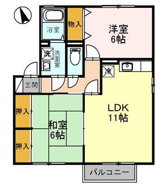 ファミール　B棟 ｜兵庫県姫路市飾磨区阿成植木(賃貸アパート2LDK・1階・55.45㎡)の写真 その2