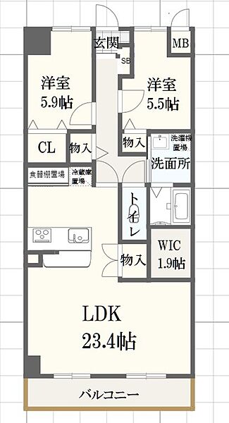 キャッスルコート東辻井 ｜兵庫県姫路市東辻井４丁目(賃貸マンション2LDK・2階・76.12㎡)の写真 その2