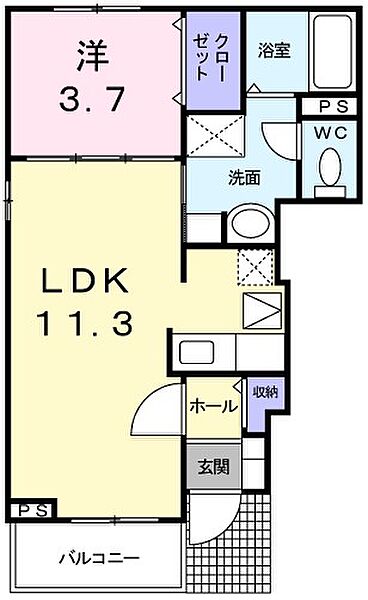 兵庫県姫路市別所町別所(賃貸アパート1LDK・1階・37.13㎡)の写真 その2