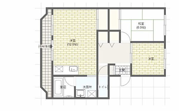 八丈岩マンション 101｜兵庫県姫路市新在家４丁目(賃貸マンション2LDK・1階・54.74㎡)の写真 その2