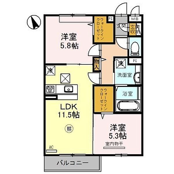 夢 ｜兵庫県明石市沢野南町３丁目(賃貸アパート2LDK・3階・57.90㎡)の写真 その2