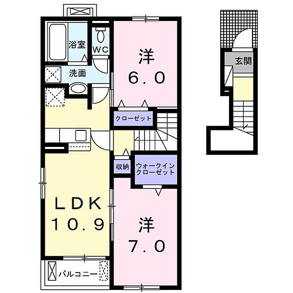 兵庫県姫路市四郷町本郷(賃貸アパート2LDK・2階・58.67㎡)の写真 その2