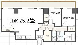 ローレルハイツ神戸1号棟 2LDKの間取図画像