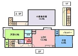 サファイヤ城北新町 2SLDKの間取図画像