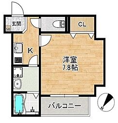 ALEGRIA姫路東 1Kの間取図画像