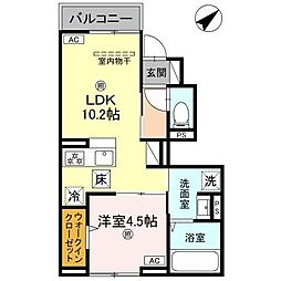 インフィニティ北之丁 1LDKの間取図画像