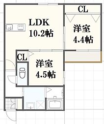 LA PORTE千里山 2LDKの間取図画像