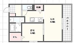 Le Corindon 1LDKの間取図画像