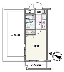 クリオ玉川学園壱番館 1Kの間取図画像