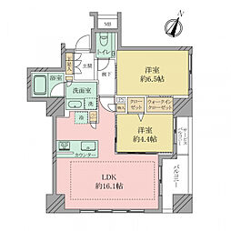 インプレスト天神オークタワー 2LDKの間取図画像