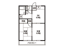 パークハイツ 2階2DKの間取り
