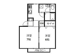 パナハイツユー 2Kの間取図画像