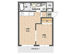 ティンカーベル 1LDKの間取図画像