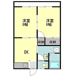 ロイヤルハイツ 2DKの間取図画像