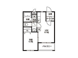 ラヴィアンローズ 1LDKの間取図画像