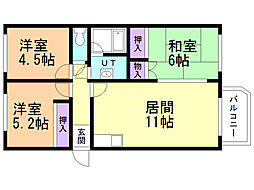 シャトー富士 3LDKの間取図画像