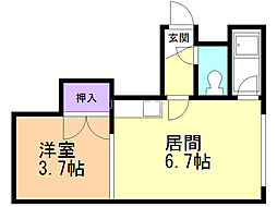 パルコート平岸411 5階1DKの間取り
