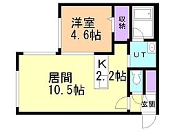 カレラ学園前 1LDKの間取図画像