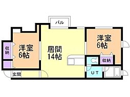 SKハイツ清田 2LDKの間取図画像
