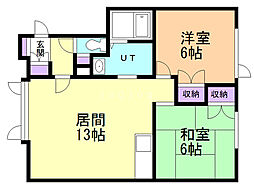 ポミエ弐番館 2LDKの間取図画像