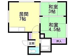 コーポ杉本 2DKの間取図画像