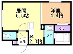 仮）平岸3−17新築 2階1LDKの間取り